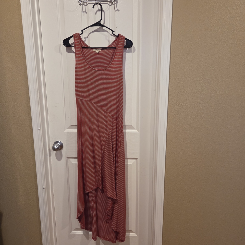 Striped Red Sleeveless Dress Size L